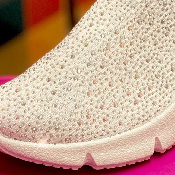 Italina Knitted Sparkly Embellished Platform Slip-On Sock Sneaker - Picture 2 of 9